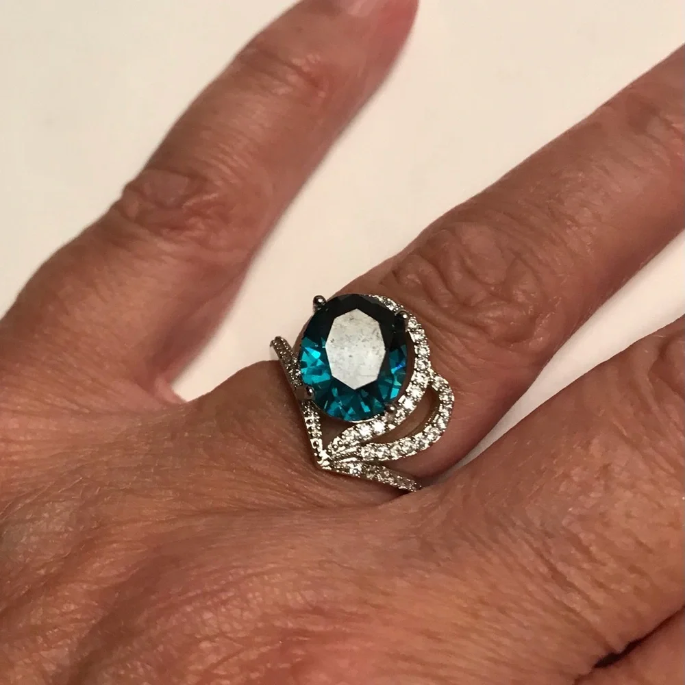 London Blue Topaz Stamped 925 Sterling Silver Ring
